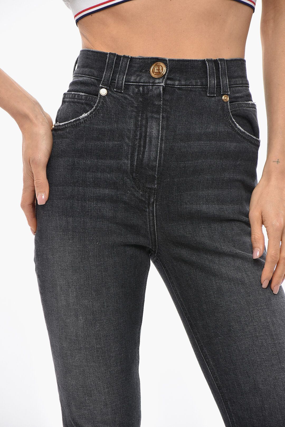 Balmain og1mm0326 High-Rise Skinny Jeans in Black Size 38" / US 16 / IT 52 - 3 Thumbnail