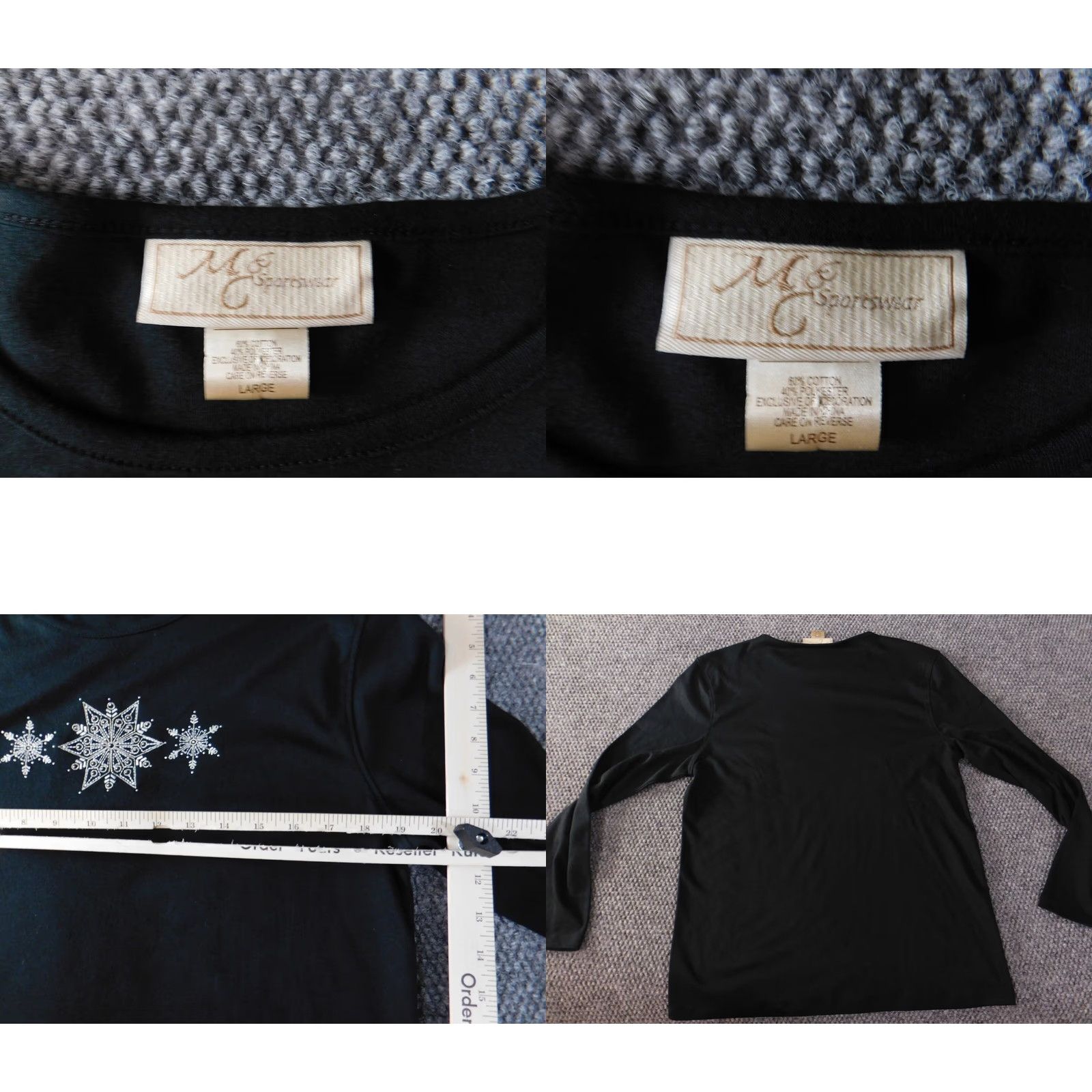 Vintage M&C Sportswear Sweatshirt Womens Pullover L Black Crew Neck Zip Stretch Logo Designer Activewear Size L / US 10 / IT 46 - 8 Thumbnail