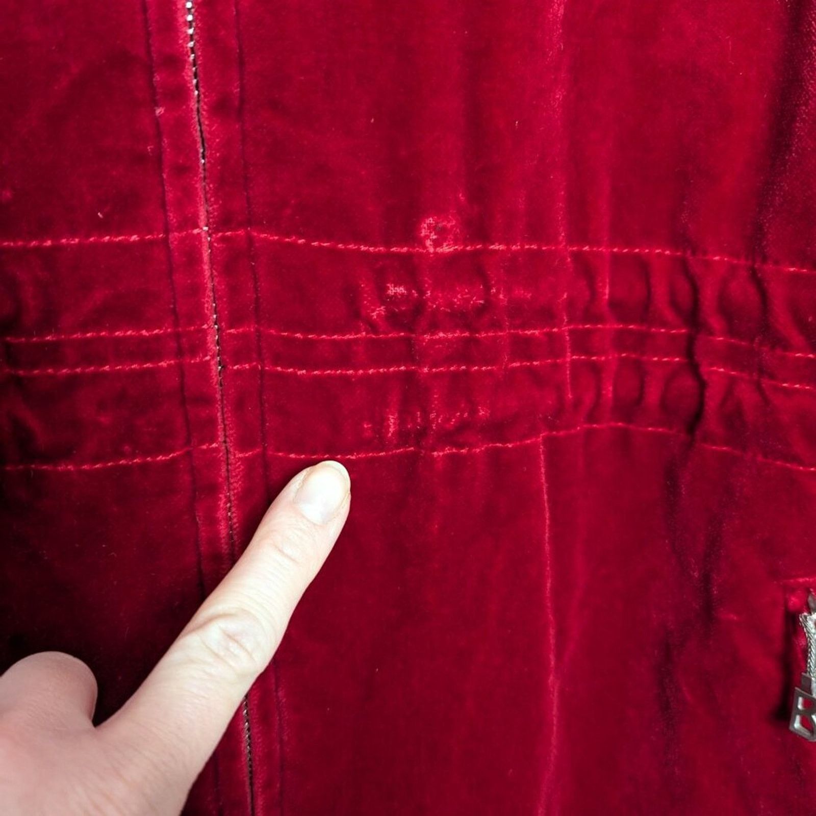 Bogner Bogner Red Velvet Long Sleeve Hooded Zip Up Jacket Pockets Size M / US 6-8 / IT 42-44 - 3 Thumbnail