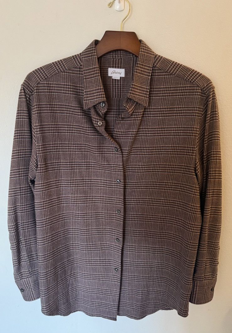 Brioni Brioni Brown Glen Plaid Cotton Shirt Size US XXL / EU 58 / 5 - 1 Thumbnail