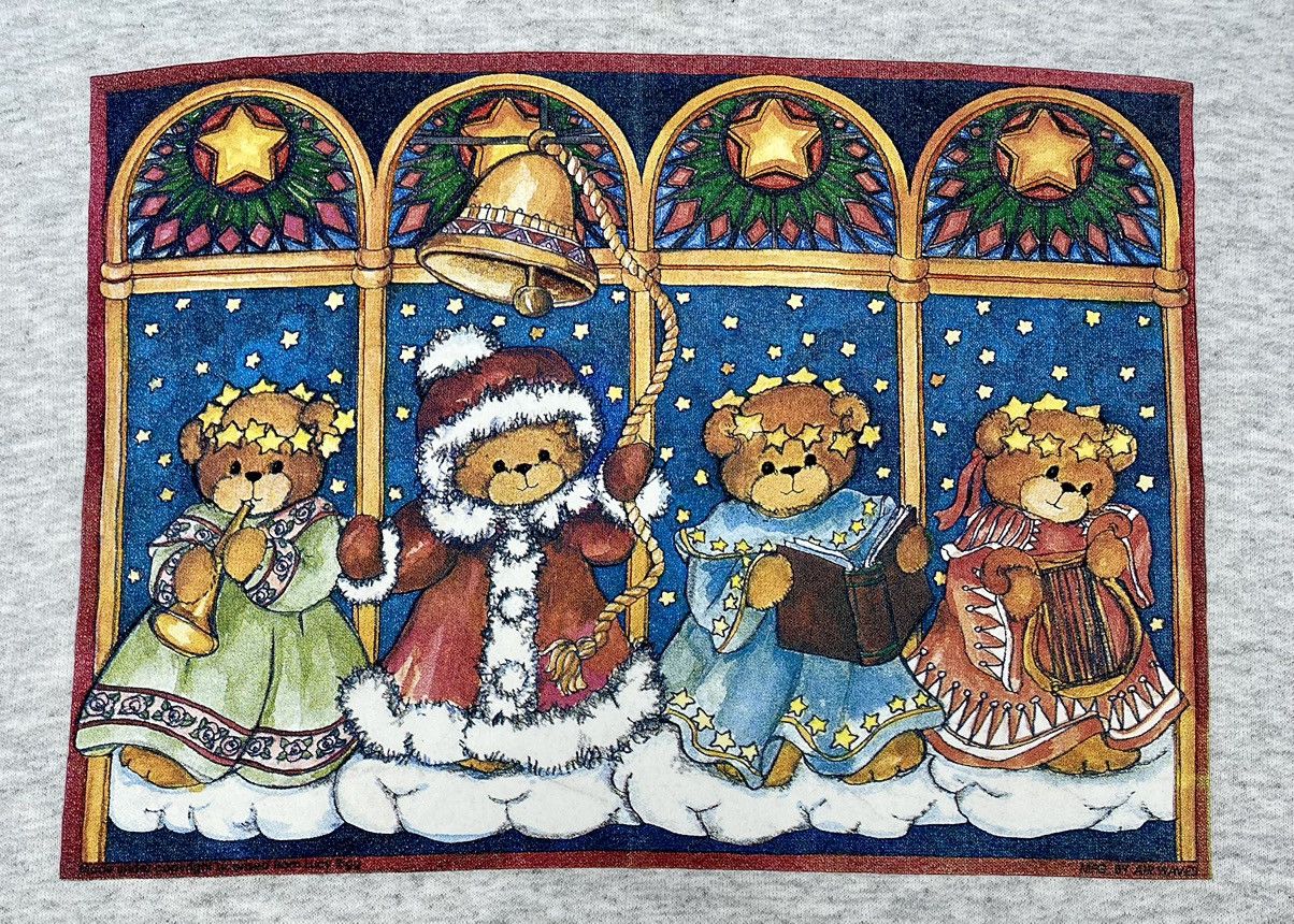 Hanes × Vintage 90s Vintage Christmas Teddy Bear Sweatshirt Size US XL / EU 56 / 4 - 4 Thumbnail