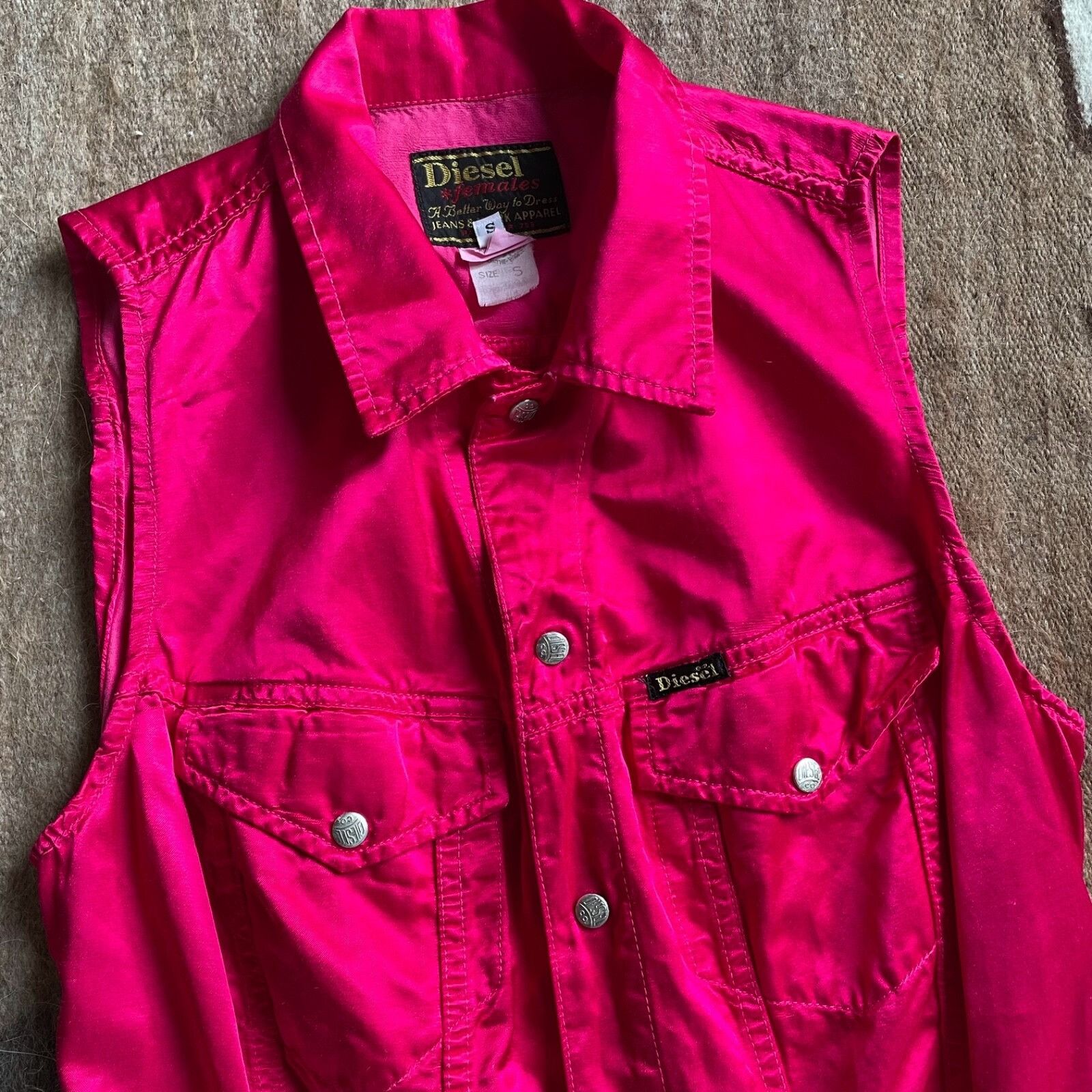 Diesel Diesel Vintage Hot Pink Sleeveless Snap Button Dress 9304AC Size S / US 4 / IT 40 - 2 Thumbnail