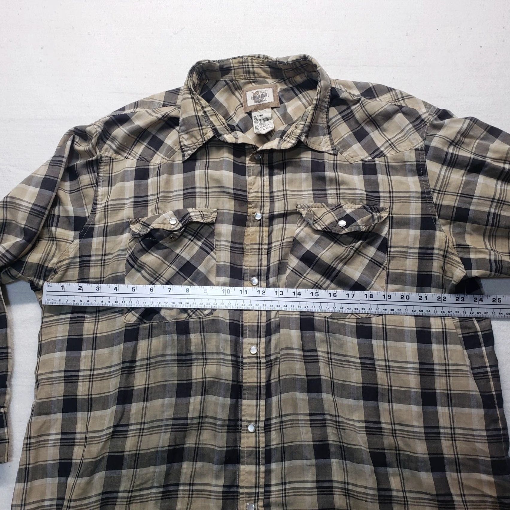 Vintage VINTAGE Plains Western Wear Shirt Adult XL Plaid Brown Cowboy Button-Up Snaps Chest Pockets Mens Size US XL / EU 56 / 4 - 5 Thumbnail