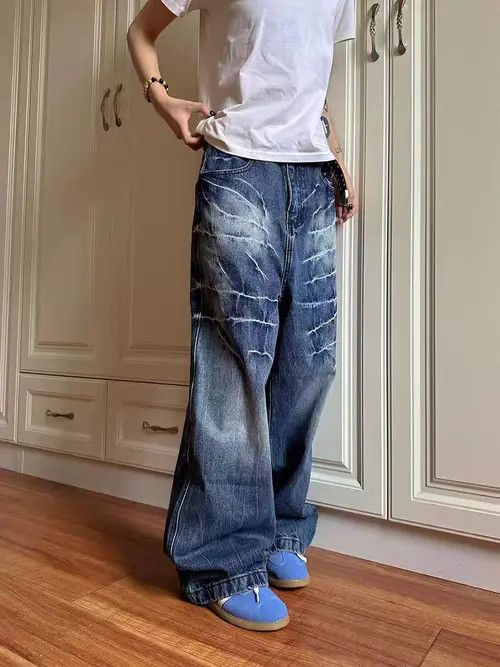 VIBE Vintage street Y2K electric print wide leg baggy jeans Size US 32 / EU 48 - 5 Thumbnail