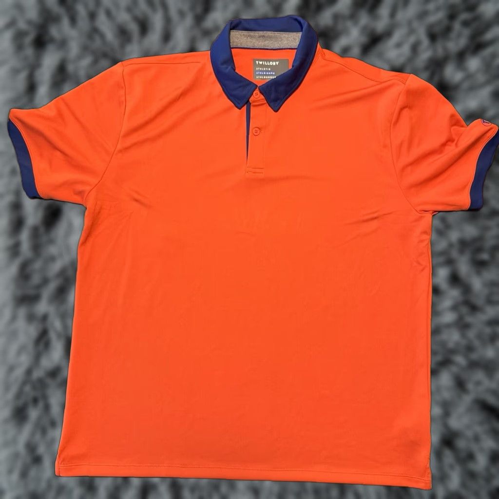 Vintage Twillory Athleisure Polo Mens 2XL Orange Blue Collar Performance Golf Shirt Size US XXL / EU 58 / 5 - 1 Thumbnail
