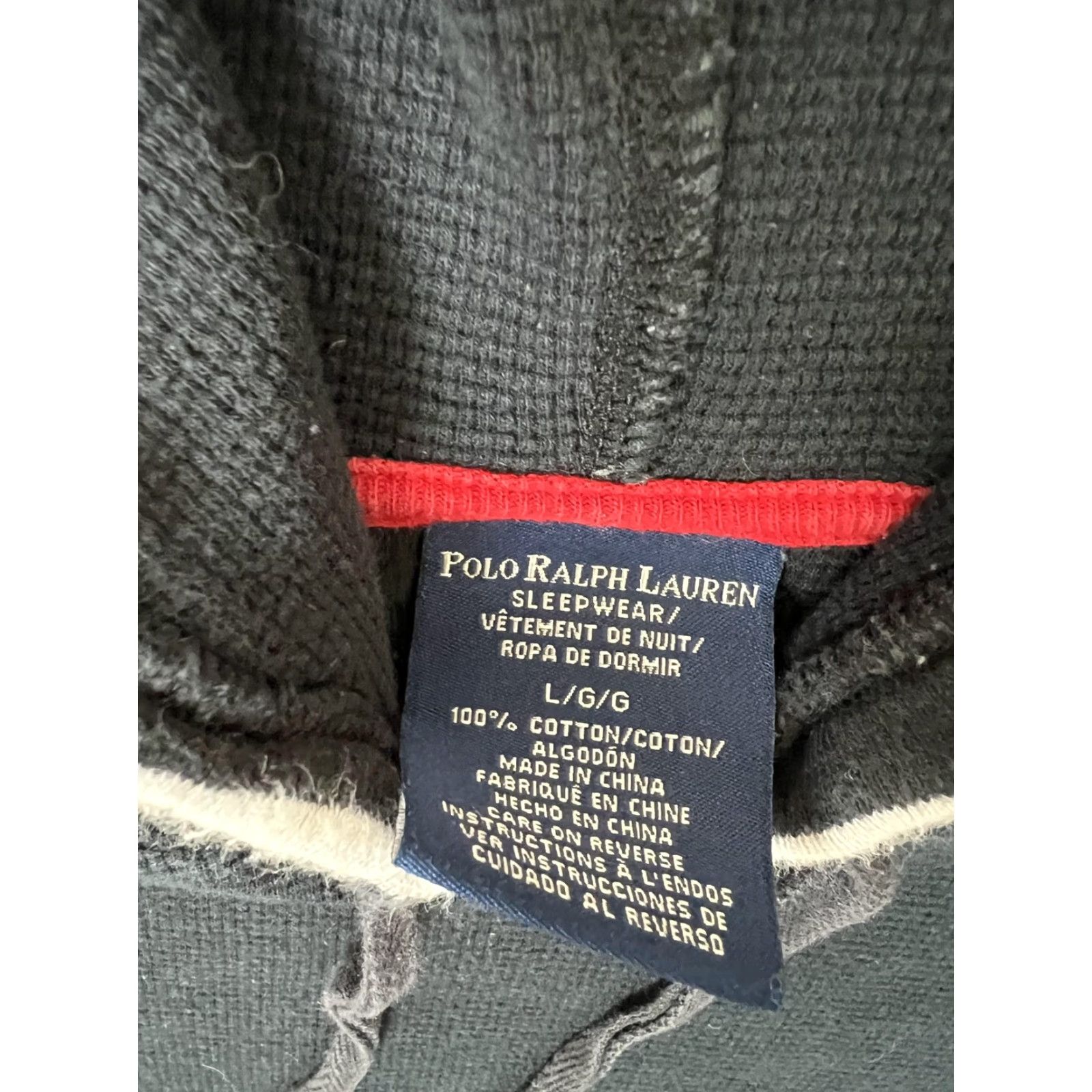 Polo Ralph Lauren Polo Ralph Lauren Sleepwear Hoodie Mens Large Black Waffle Knit Pajama Top Size US L / EU 52-54 / 3 - 7 Thumbnail