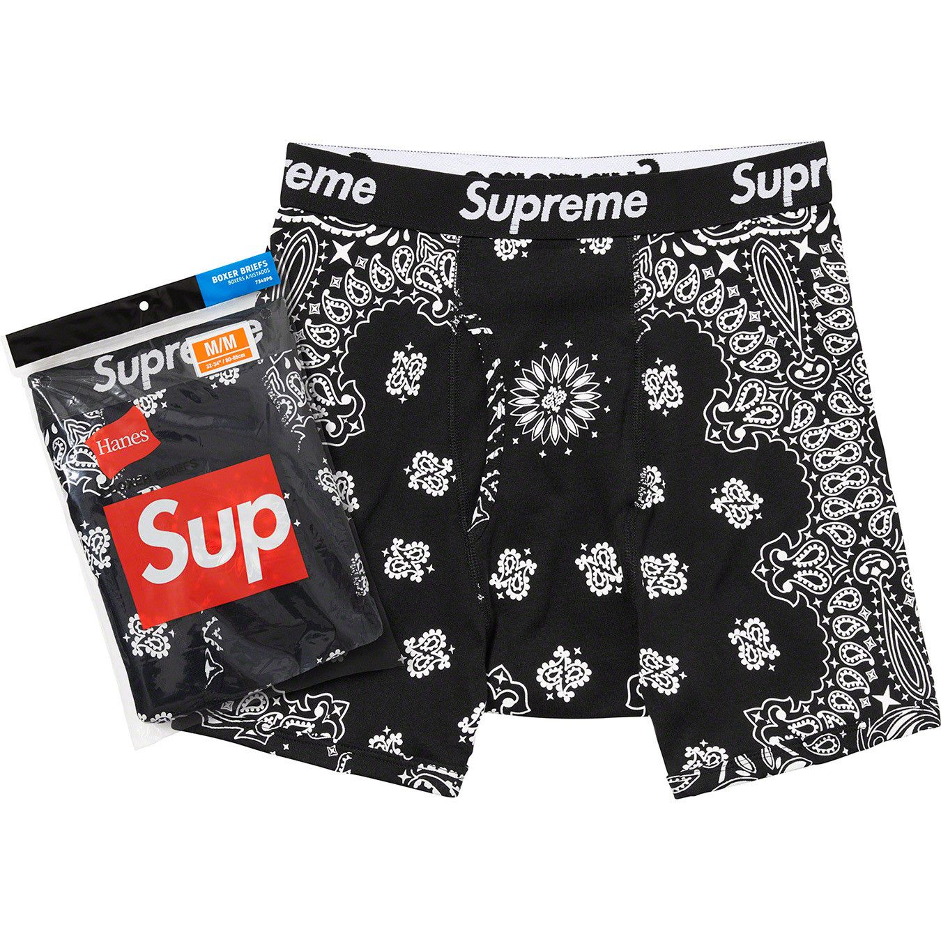 Supreme x Hanes Bandana Boxer Briefs (2 Pack) 'Black'