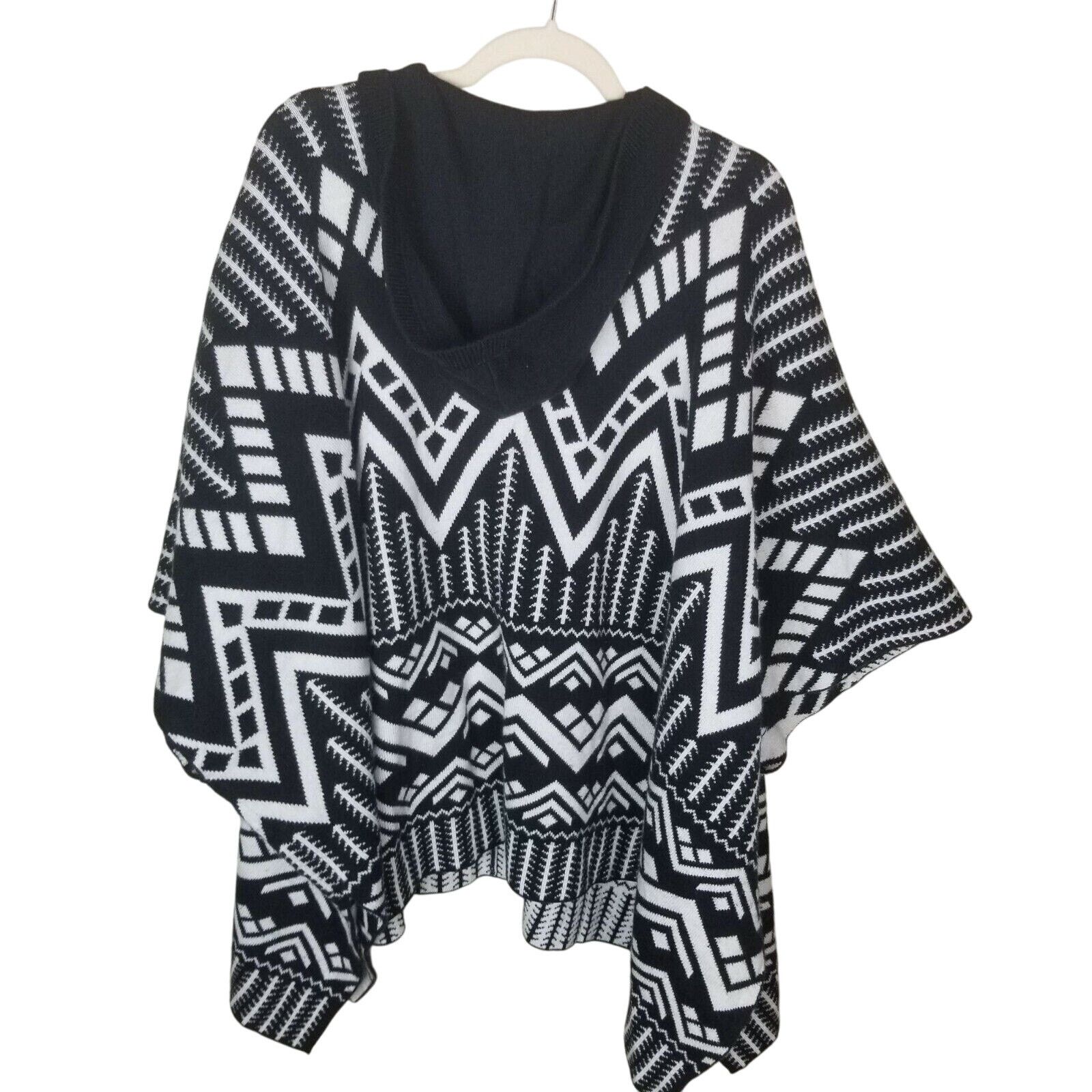 Express Express Hooded Aztec Poncho Sweater OS Southwestern Tribal Size XL / US 12-14 / IT 48-50 - 8 Thumbnail