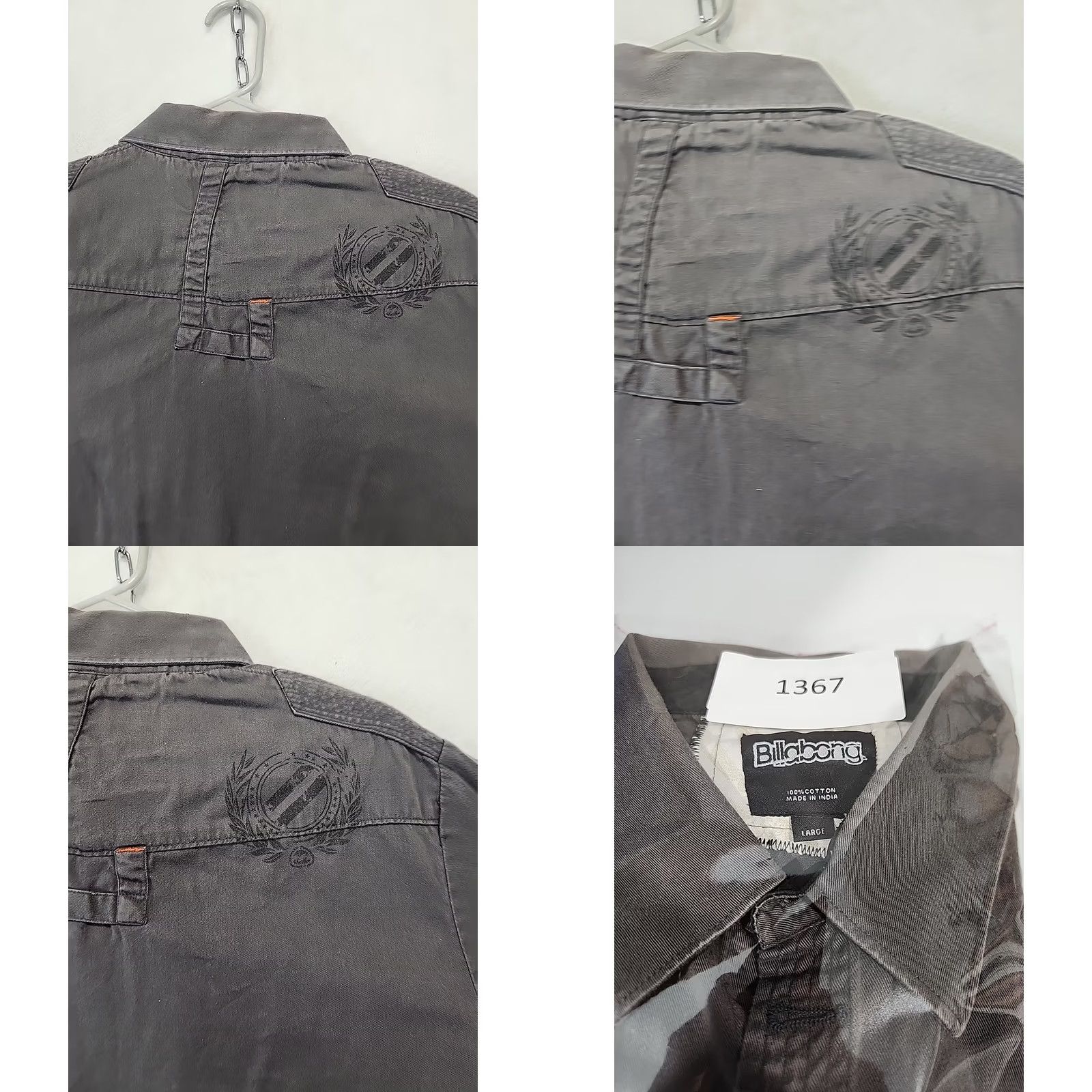 Billabong Billabong Mens L Gray Long Sleeve Button-Up Shirt Grunge Skater Mechanics Pocketed Casual Size US L / EU 52-54 / 3 - 11 Thumbnail