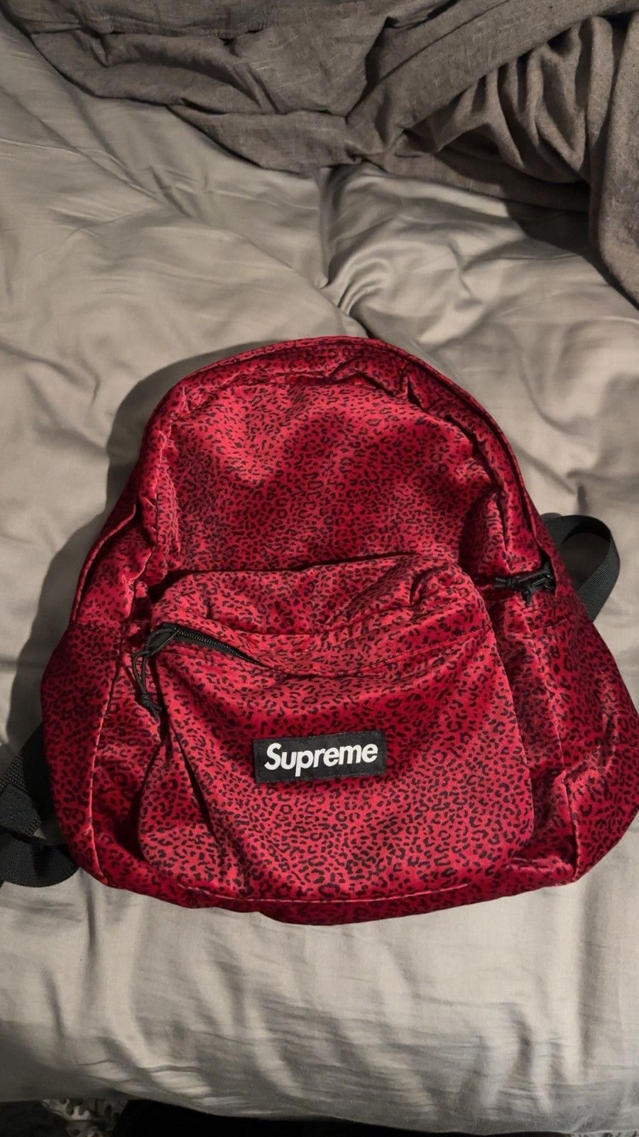 Supreme Velvet Backpack \"Red Leopard” Supreme Velvet Backpack (FW25) - $118