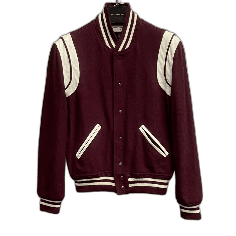 Saint Laurent Paris Burgundy Logo Baseball Jacket-2506 Size US M / EU 48-50 / 2 - 1 Thumbnail