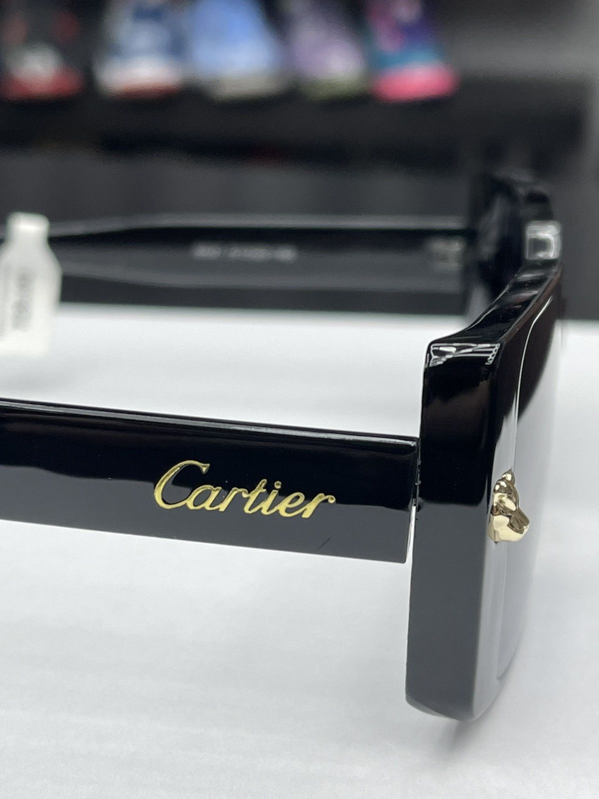 Cartier Cartier Panthère Black Rectangular Sunglasses Size ONE SIZE - 5 Thumbnail
