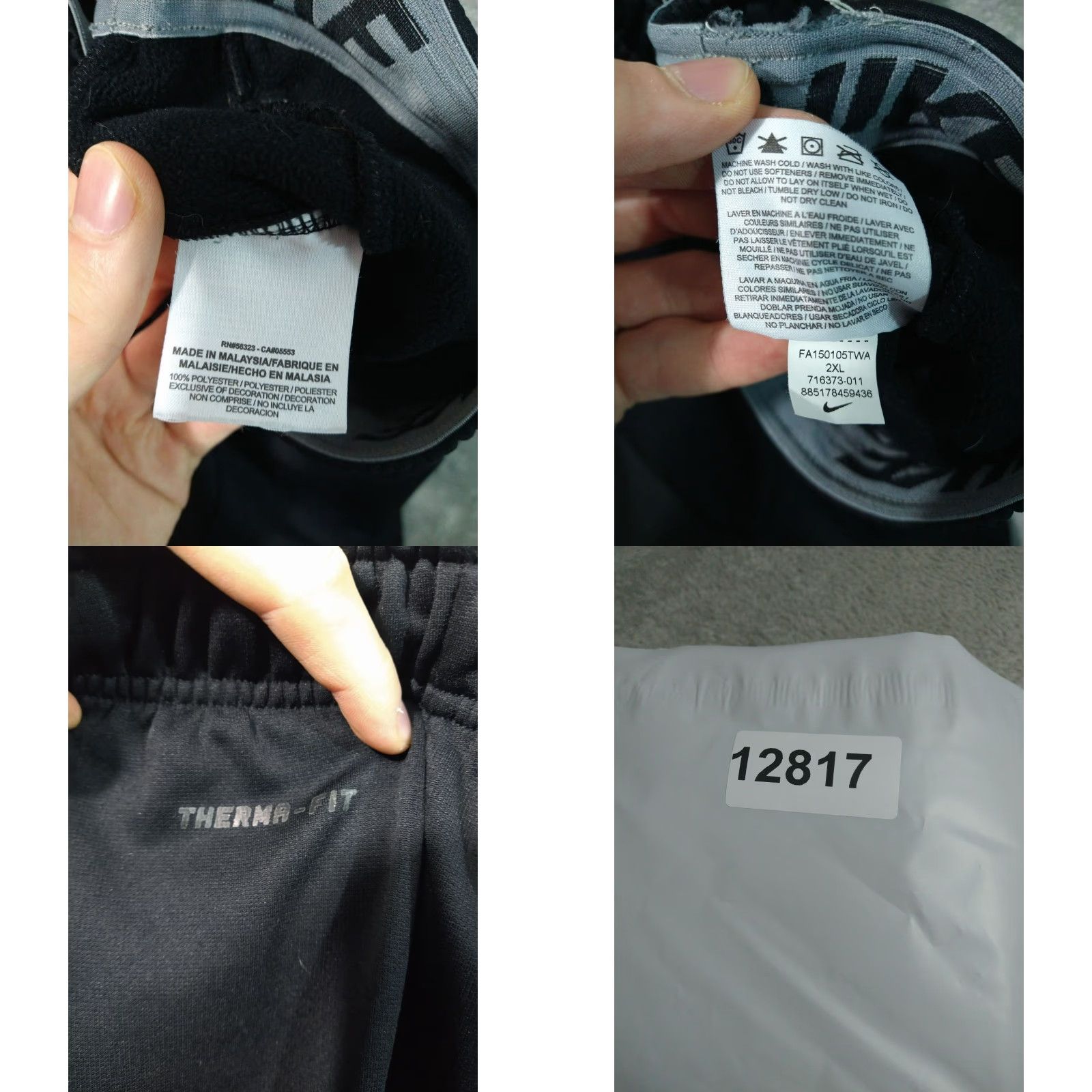 Nike Nike Therma Sweatpants Mens Large Black Jogger Lot of 2 | Gym Training Activewear Tapered Leg Pants Size US 33 - 8 Thumbnail
