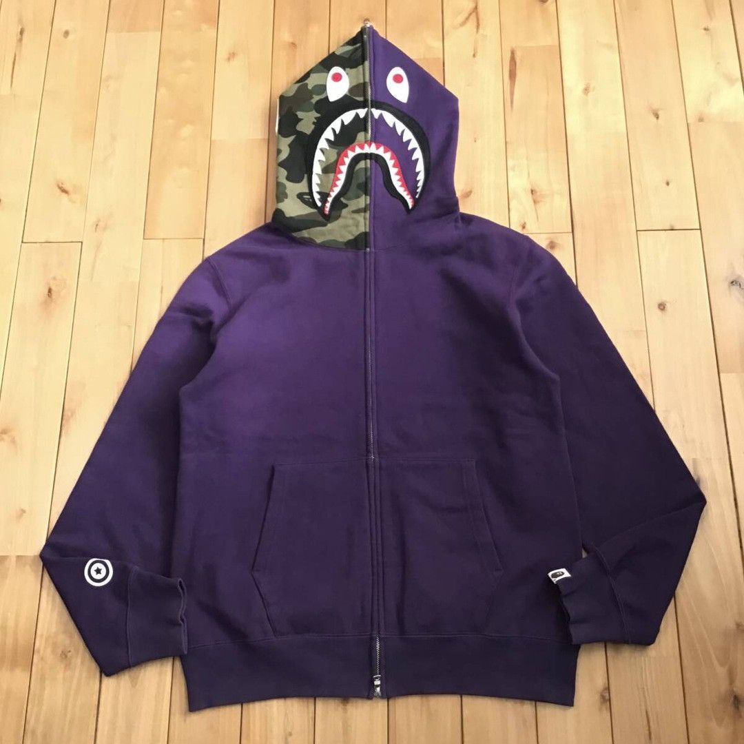Bape BAPE camo × purple shark full zip hoodie a bathing ape Size US XL / EU 56 / 4 - 1 Thumbnail