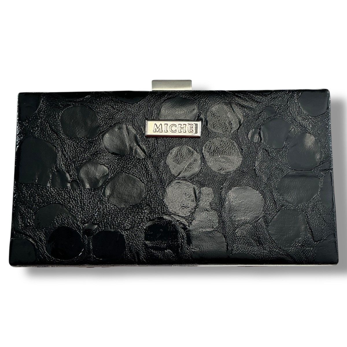 Other Miche Black Textured Clutch with Silver Chain Size ONE SIZE - 7 Thumbnail