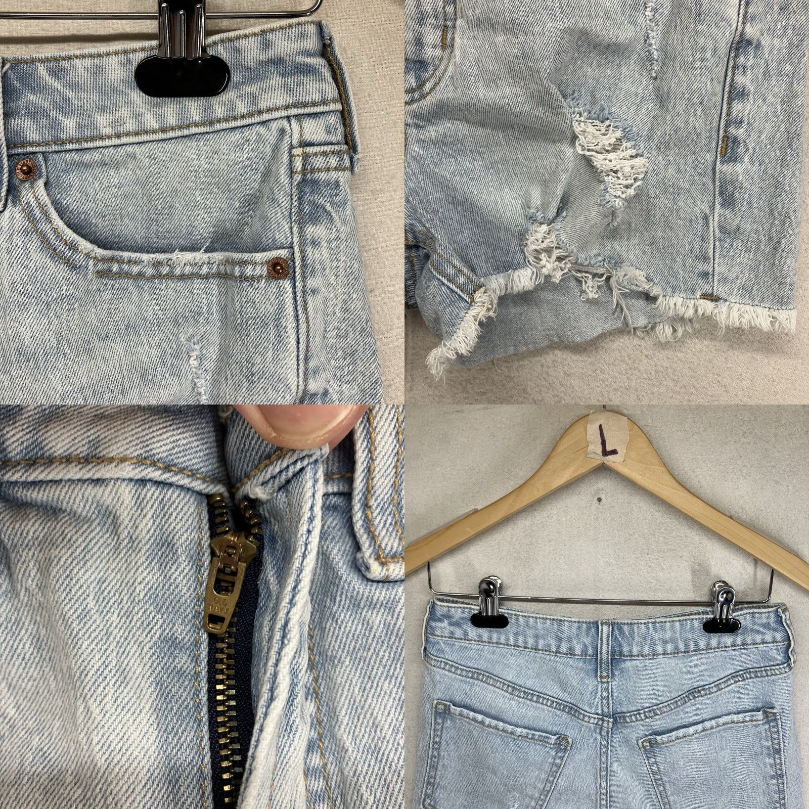 Old Navy Old Navy Women's Denim Shorts Cut-Off Light Blue 29x3 Stretch High Rise Size 4 5-Pocket Button Zip Vintage? No Size 27" / US 4 / IT 40 - 8 Thumbnail