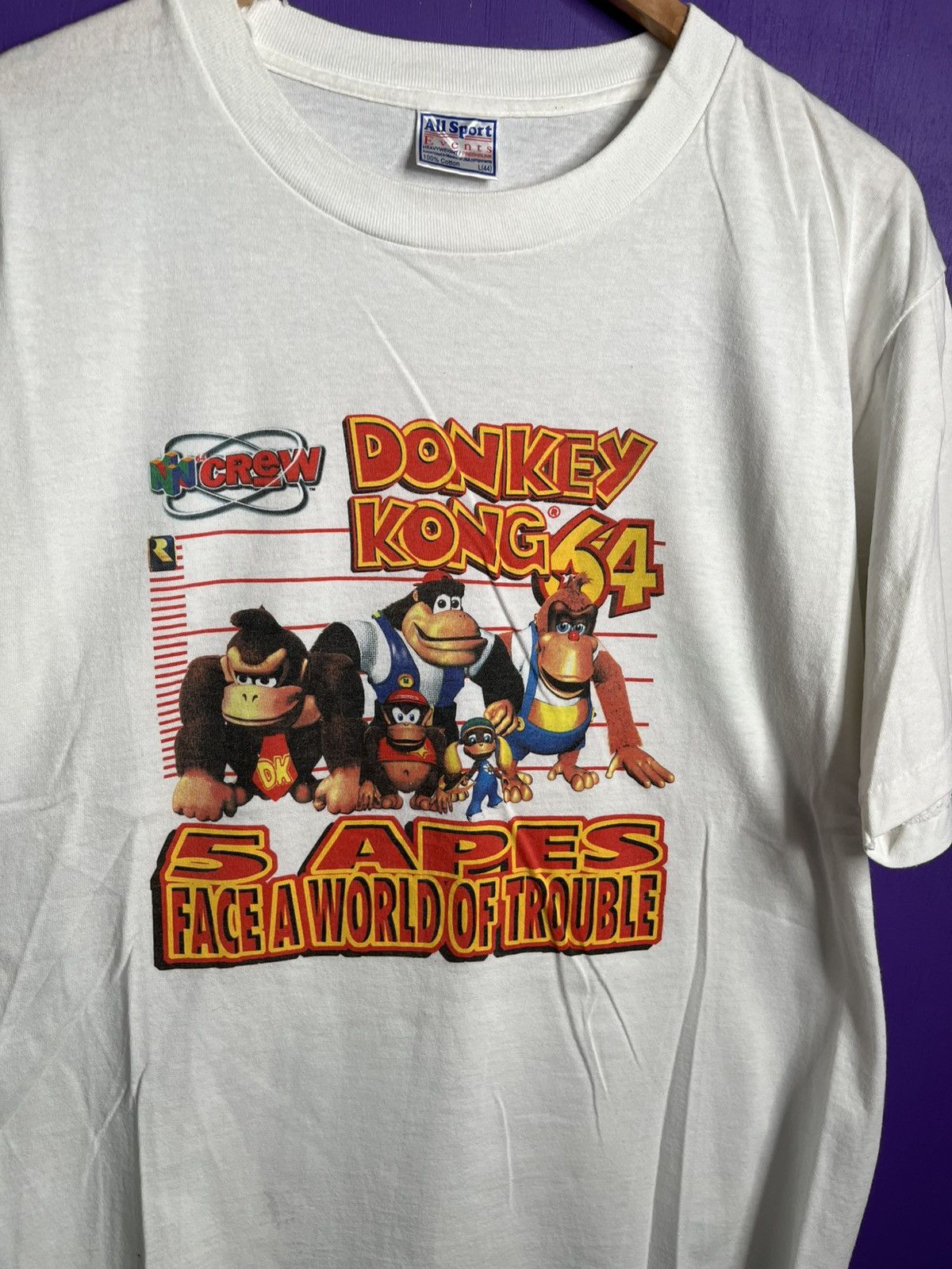Vintage Vintage 90s N64 Donkey Kong 5 apes t-shirt Size US L / EU 52-54 / 3 - 3 Thumbnail