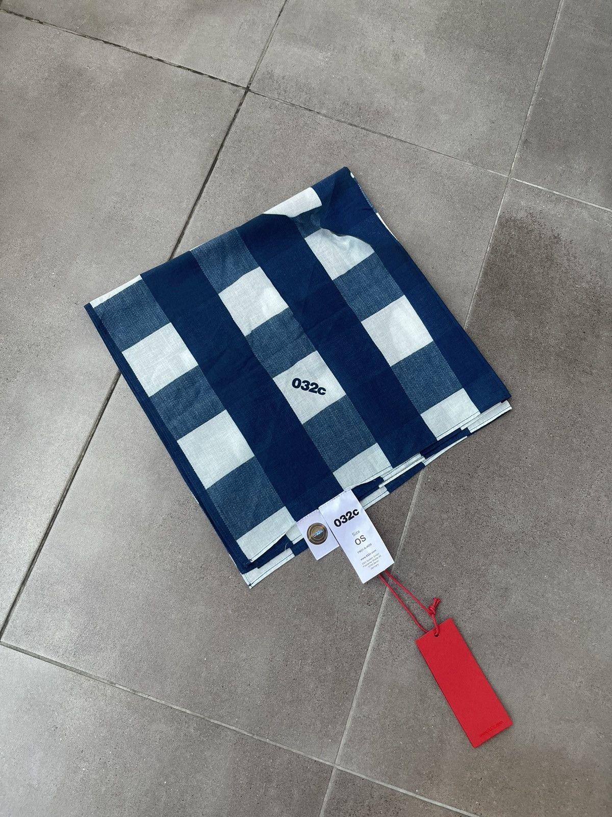 032c !DS! FW21 032C Checkered Logo Blue Bandana Handkerchief Size ONE SIZE - 1 Thumbnail