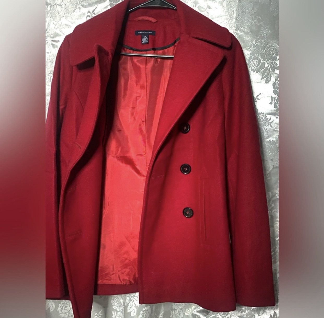 Tommy Hilfiger Tommy Hilfiger Red Wool Blend Peacoat Jacket – Women’s S/P Size S / US 4 / IT 40 - 2 Thumbnail