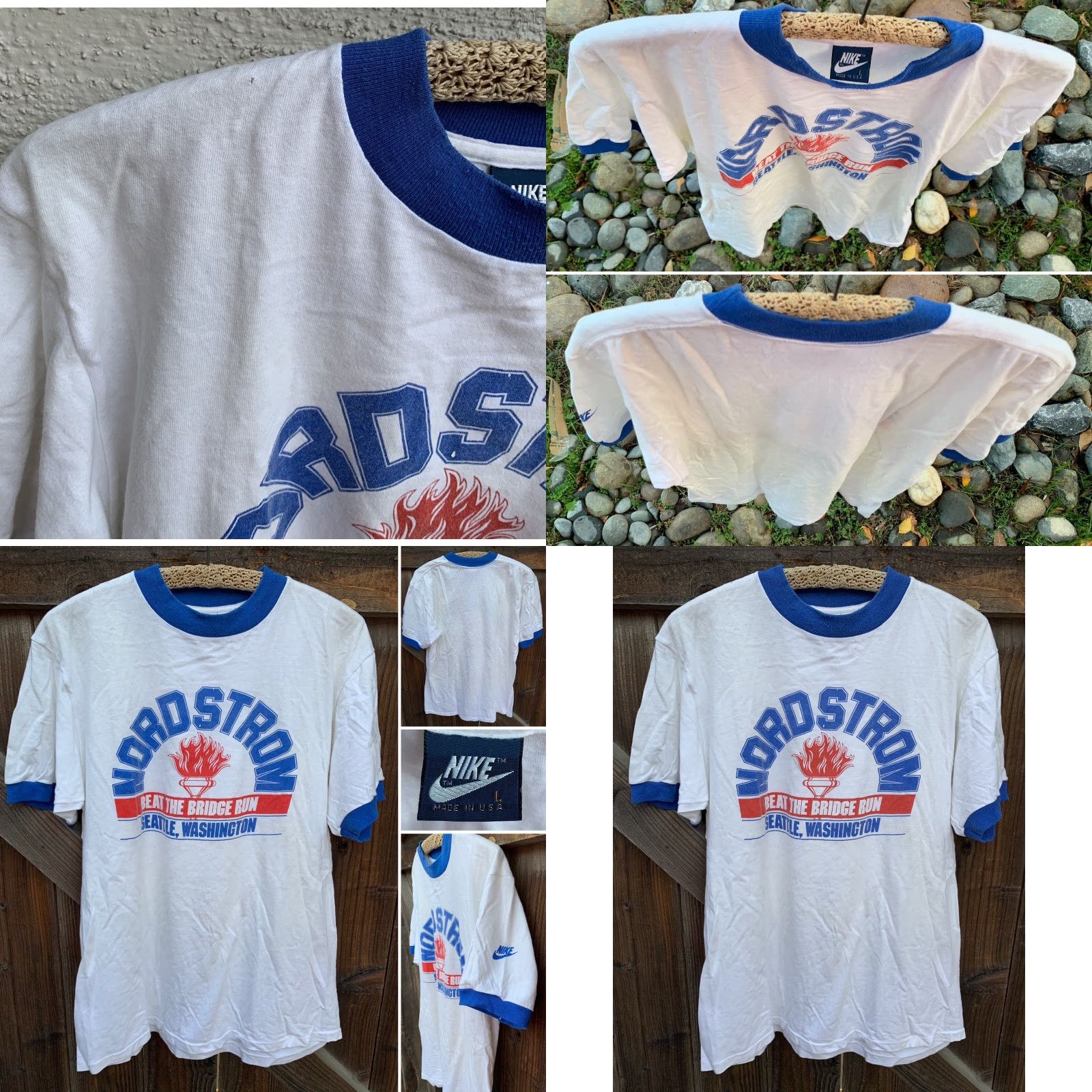 Nike VINTAGE Nike Nordstrom Beat The Bridge Run Seattle Ringer Tee T Shirt Size L Size US L / EU 52-54 / 3 - 8 Thumbnail