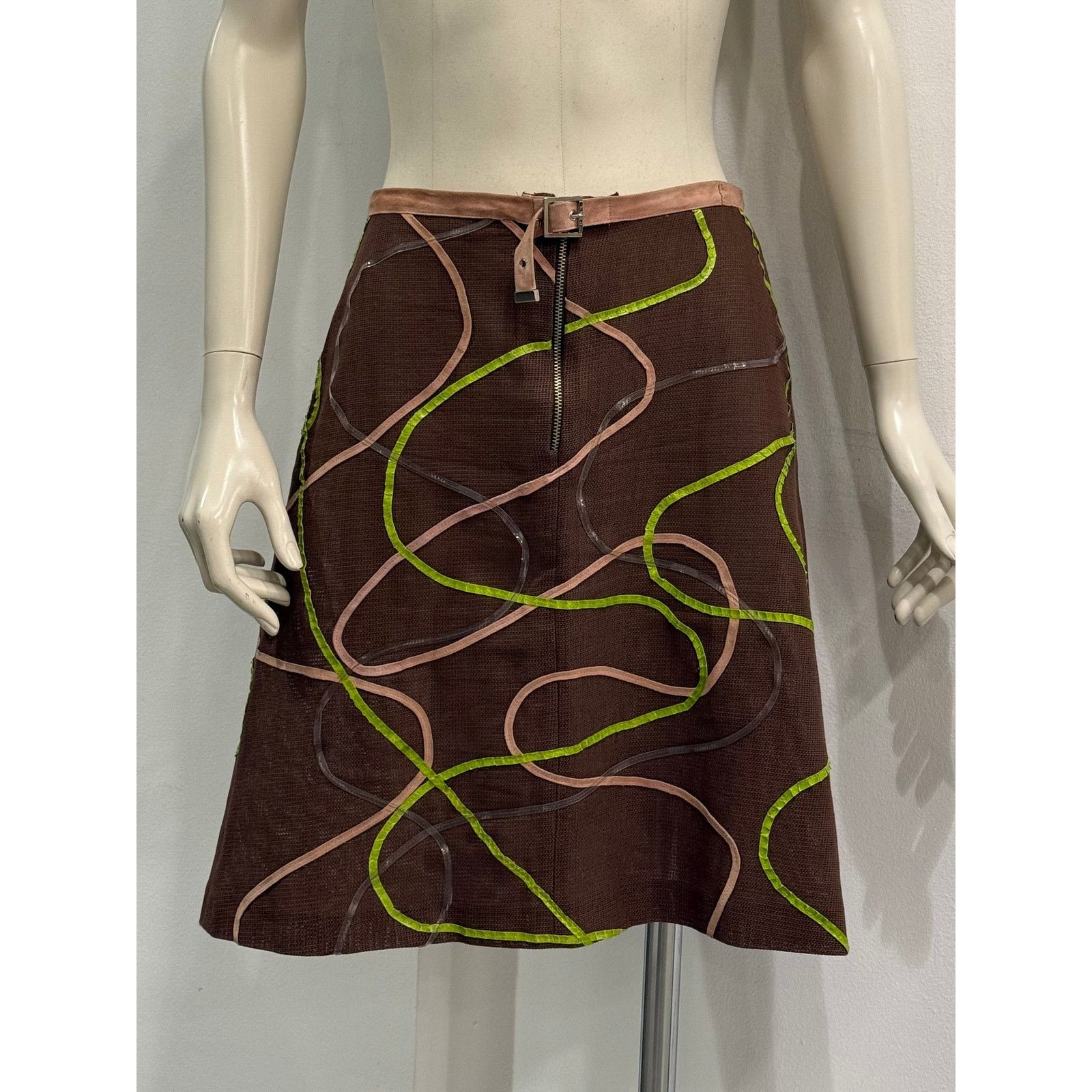 Fendi 1990s Fendi snakeskin details midi skirt Size 28" / US 6 / IT 42 - 2 Thumbnail