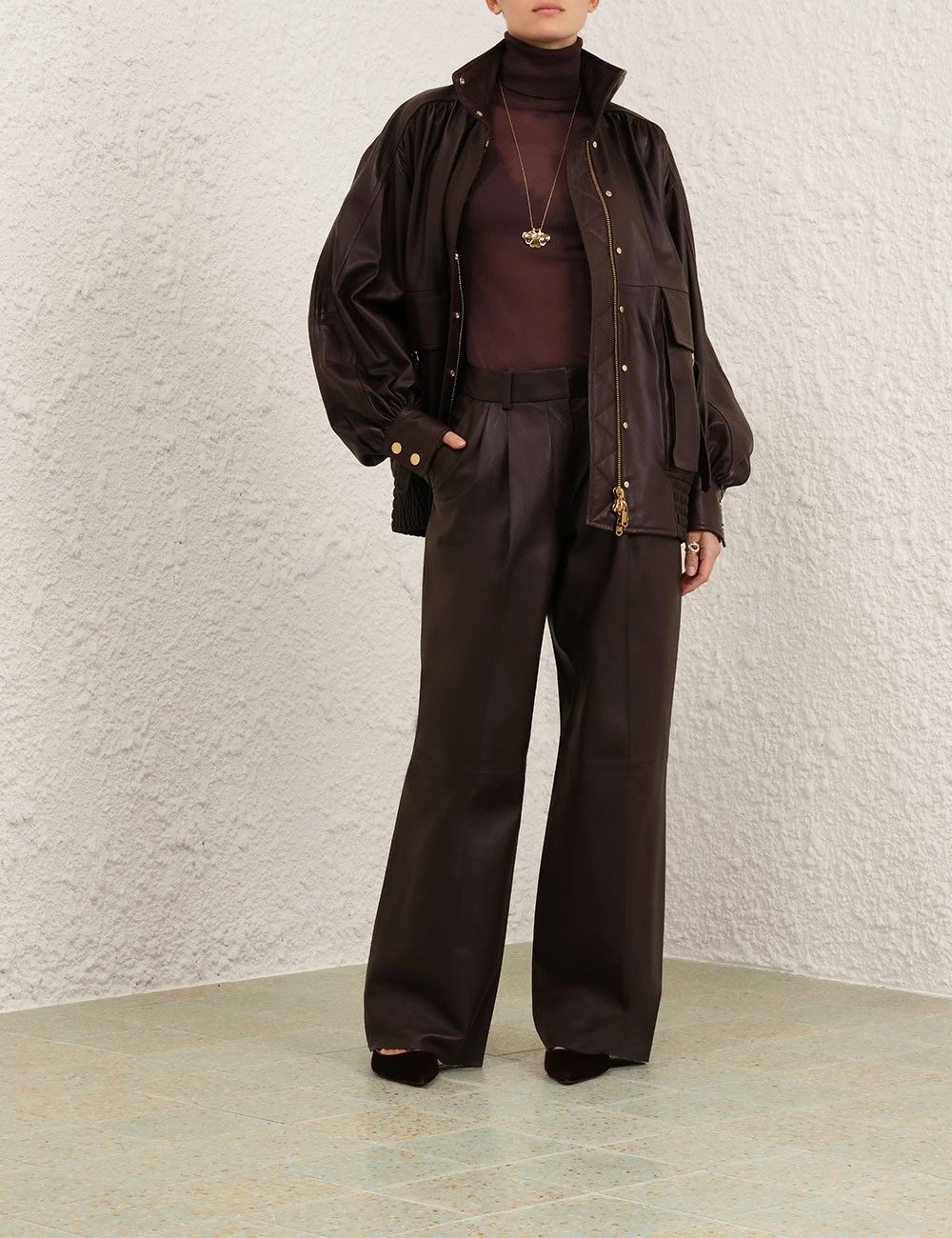 Zimmermann oc11z0725 Illustration Leather Jacket in Brown Size XS / US 0-2 / IT 36-38 - 7 Thumbnail