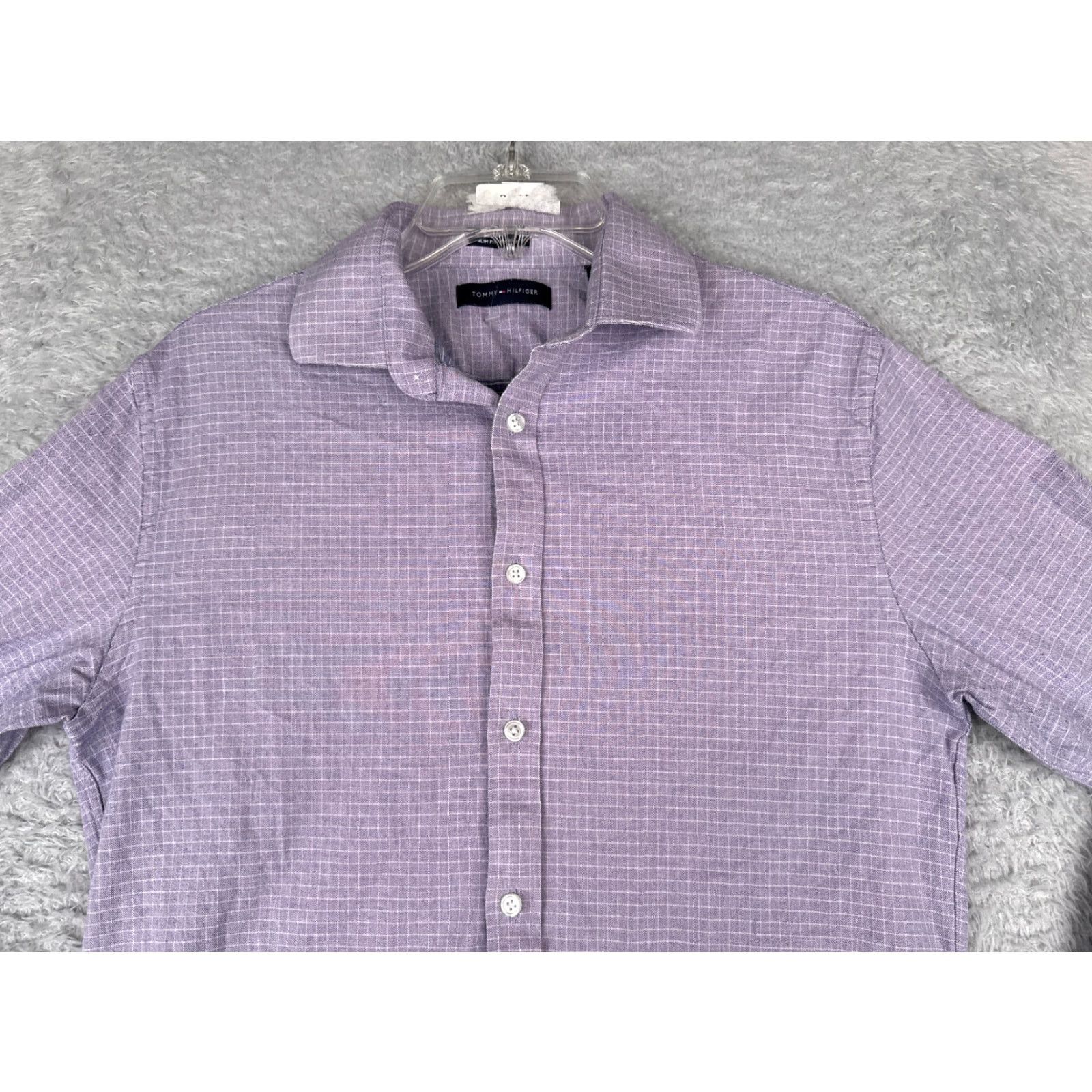 Tommy Hilfiger Tommy Hilfiger Shirt Men 15.5 Purple Plaid Button Cotton Long Sleeve Slim Fit | Button-Up | Classic Casual Wear Size US M / EU 48-50 / 2 - 7 Thumbnail