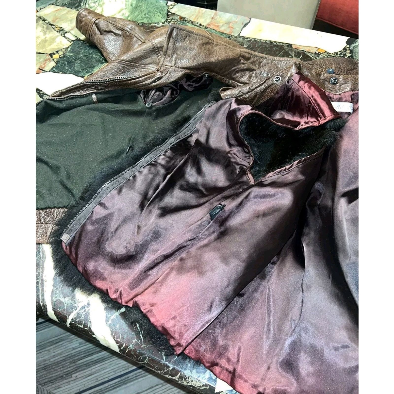 Other Andrew Maro Leather Bomber Jacket Removable Opposum Lining Size US M / EU 48-50 / 2 - 10 Thumbnail