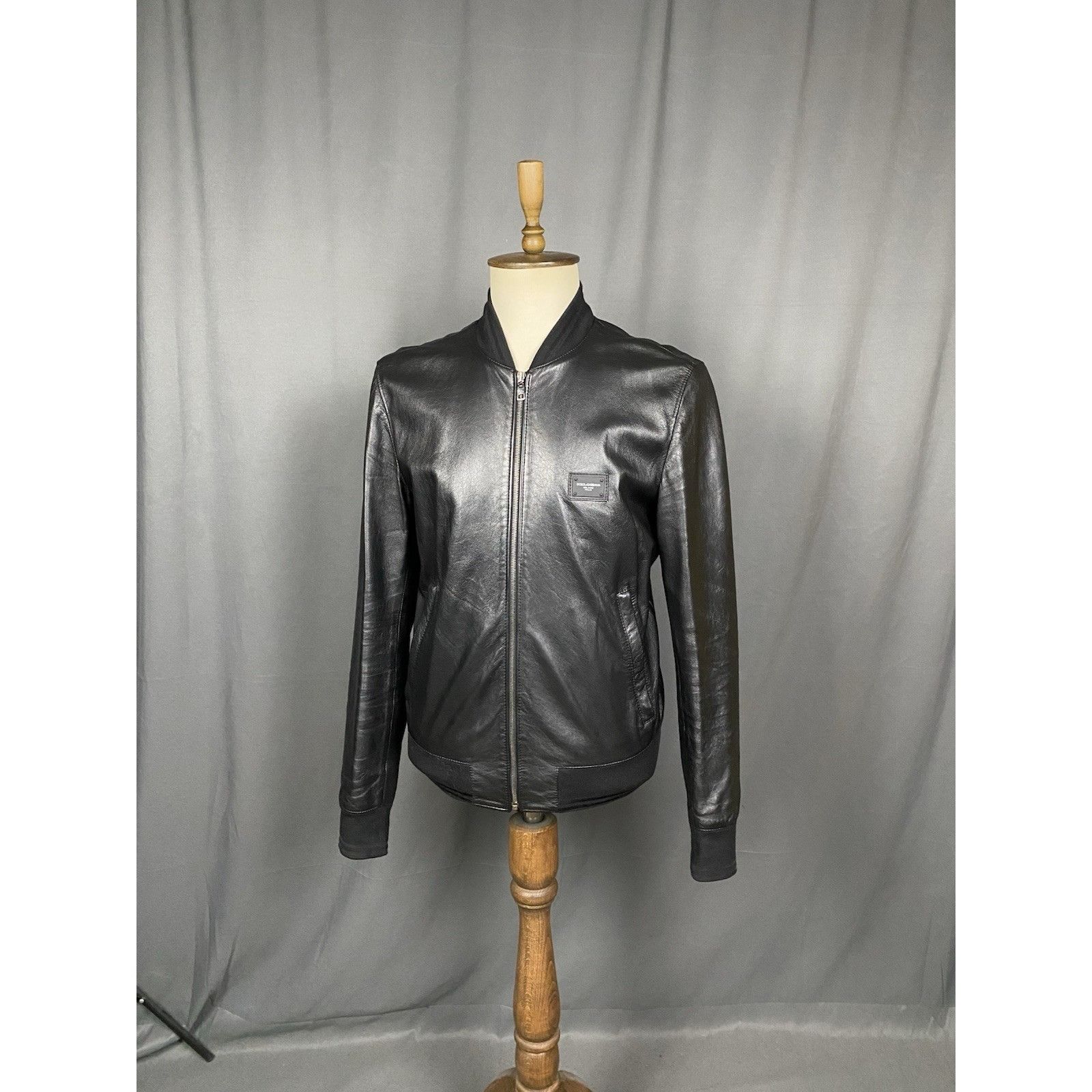 Dolce & Gabbana MINT! Dolce&Gabbana Men's Black Leather Bomber Jacket Size 5 Size US L / EU 52-54 / 3 - 2 Thumbnail
