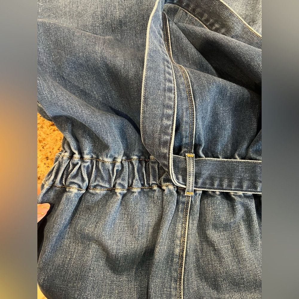 Frame FRAME Denim Jumpsuit Belted Stretch Utility Blue Sample Med Size 31" - 9 Thumbnail