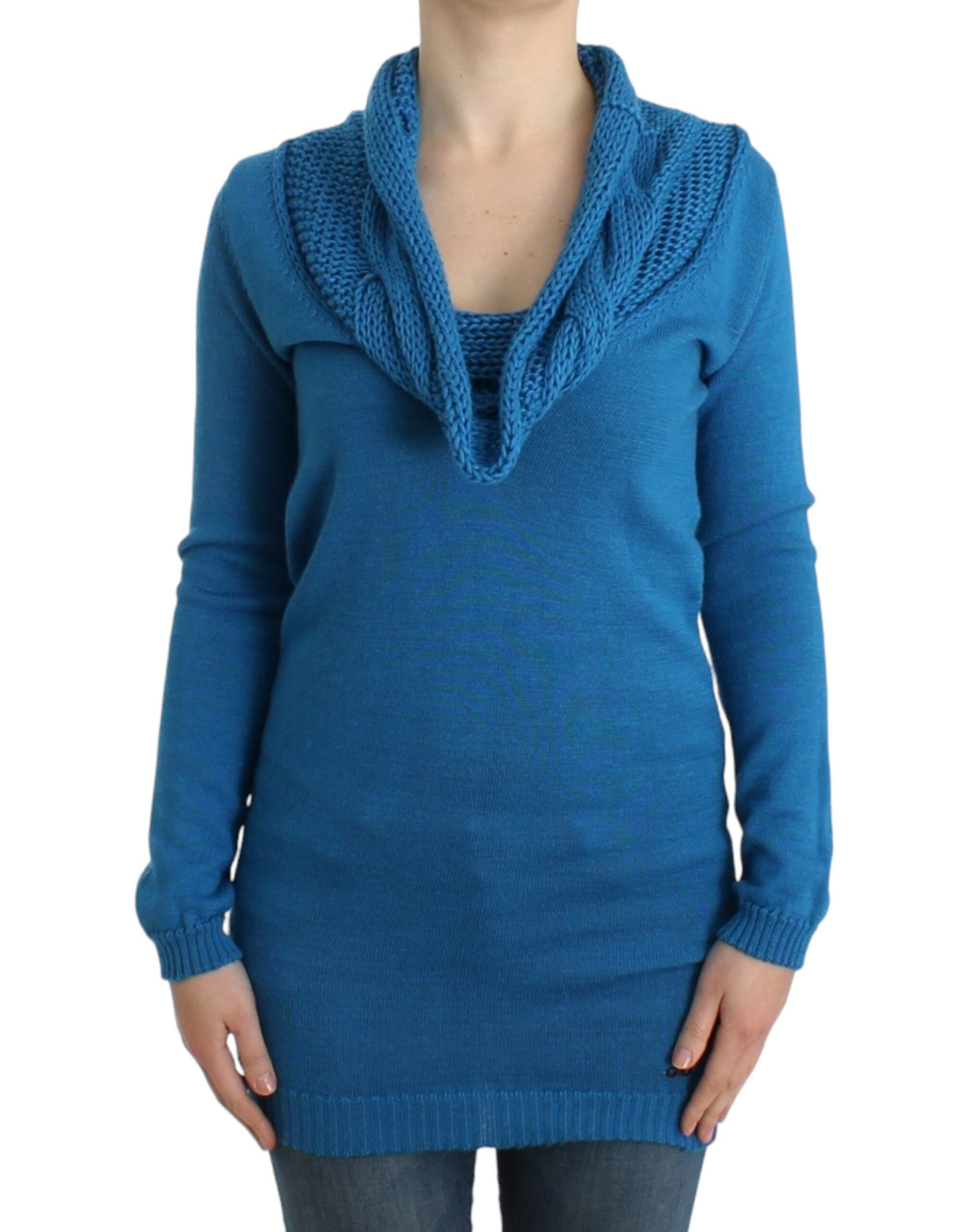 Costume National Chic Blue Scoop Neck Knit Women's Sweater Size M / US 6-8 / IT 42-44 - 1 Thumbnail