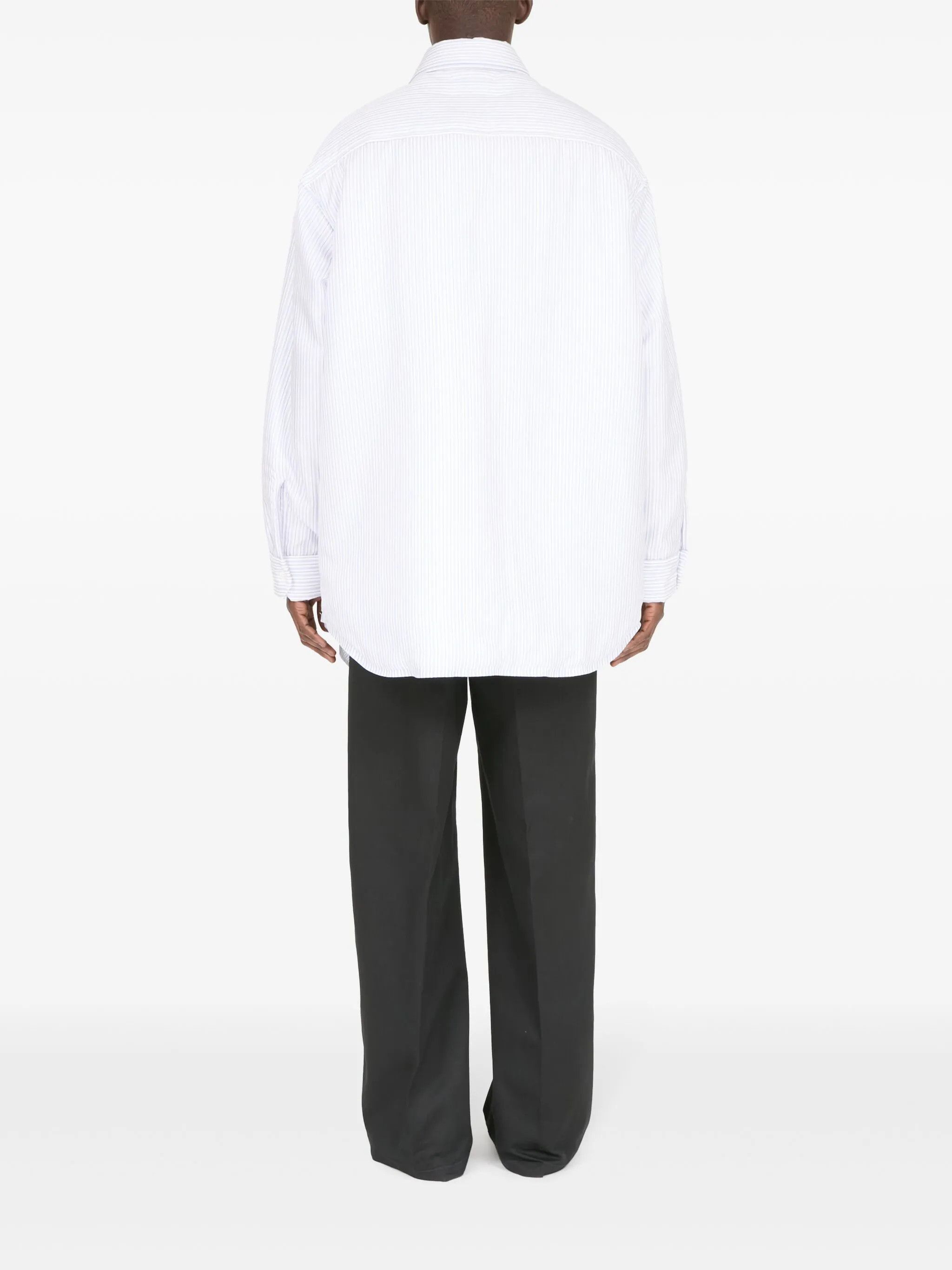 Maison Margiela oc11z0925 Stripe Print Poplin Shirt in White Size US L / EU 52-54 / 3 - 4 Thumbnail
