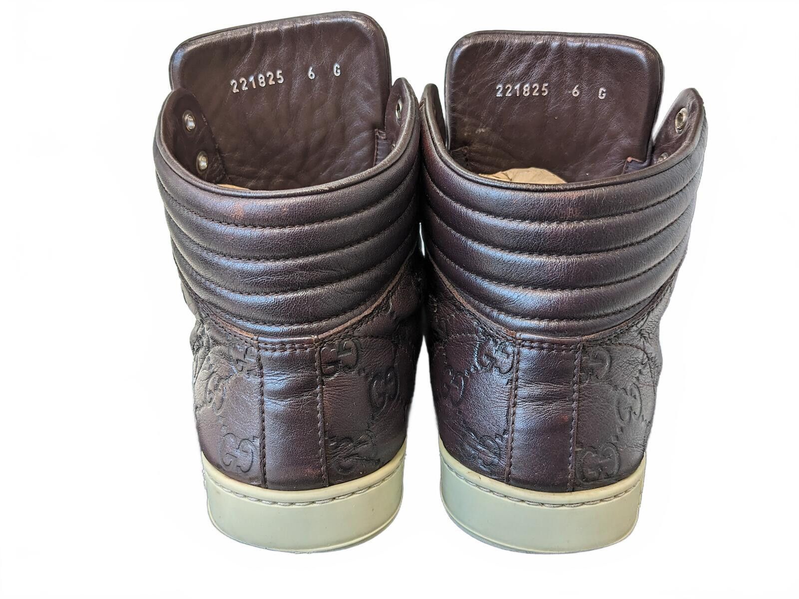 Gucci Gucci Guccissima Men High-Top Leather Sneakers Italy Brown 7 Size US 7 / EU 40 - 7 Thumbnail