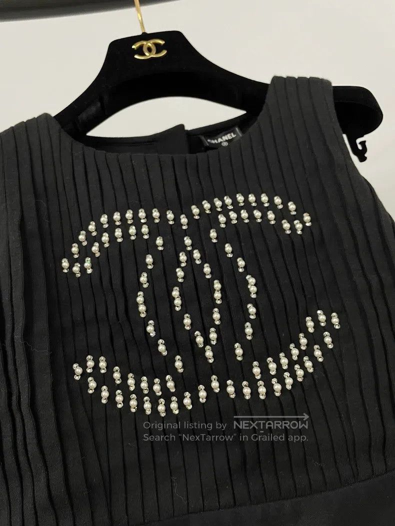 Chanel Chanel Black pearl rhinestone large double C large logo ve Size XXS / US 00 / IT 34 - 3 Thumbnail