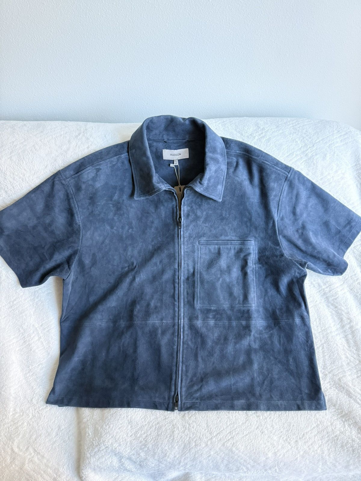 Hudson HUDSON Men’s XXL Petrol Leather Suede Zip Shirt Short Sleeve Size US XXL / EU 58 / 5 - 2 Thumbnail