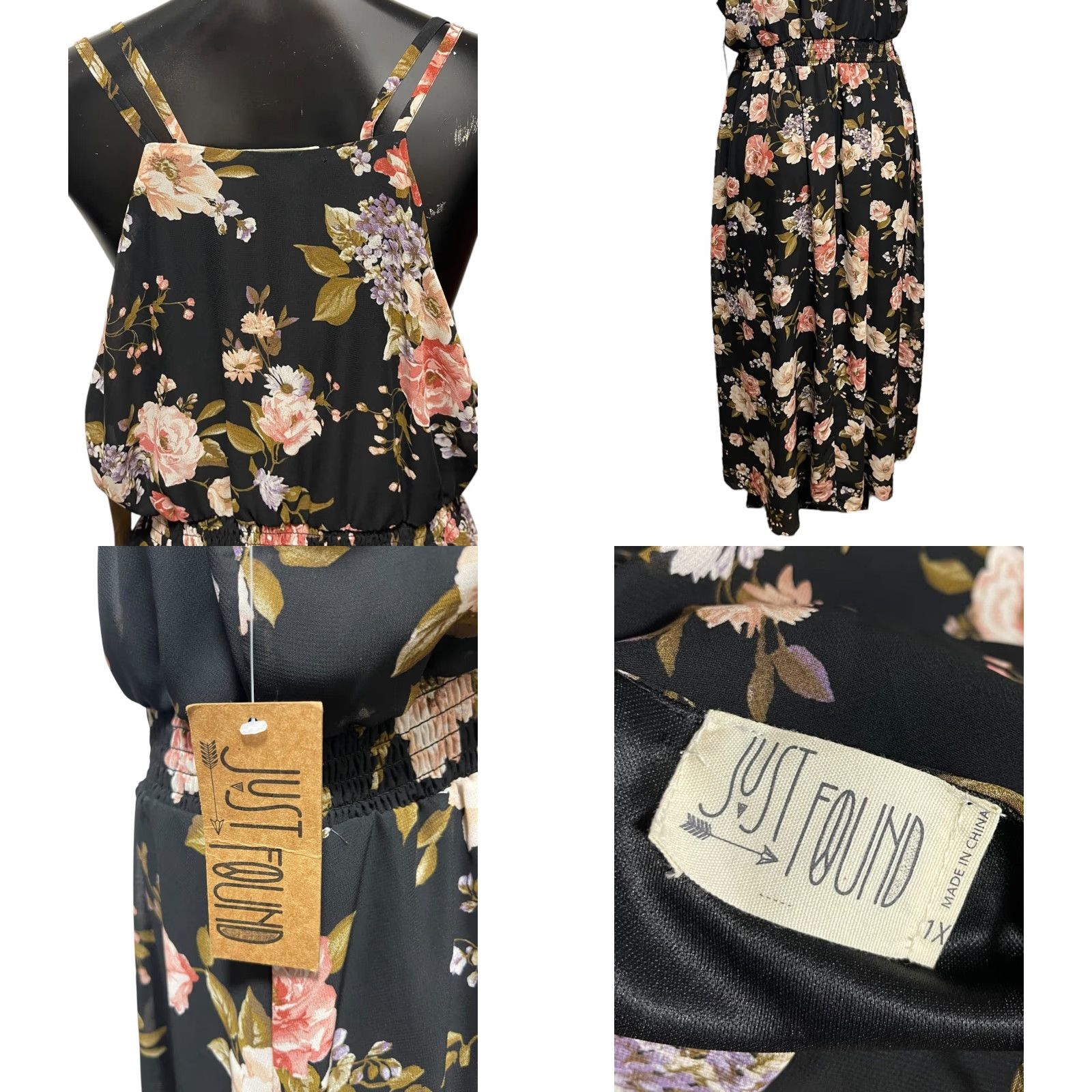 Vintage Just Found Maxi Dress 1X Floral Spaghetti Strap Lined New Size XL / US 12-14 / IT 48-50 - 8 Thumbnail
