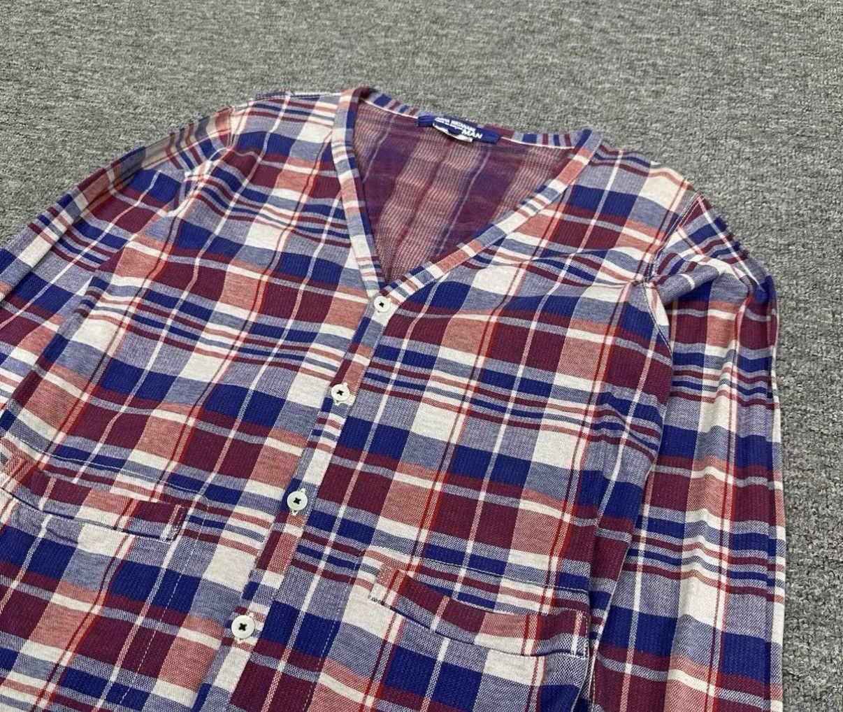 Junya Watanabe JUNYA WATANABE × CDG Plaid V-Neck Long Sleeve Shirt J16 Size US S / EU 44-46 / 1 - 4 Thumbnail