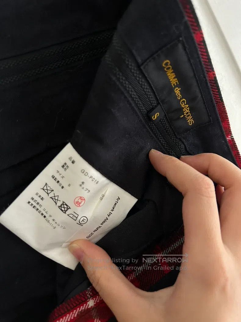 Comme des Garcons Comme Des Garcons size S Red checkered wool long pants Size 23" - 6 Thumbnail