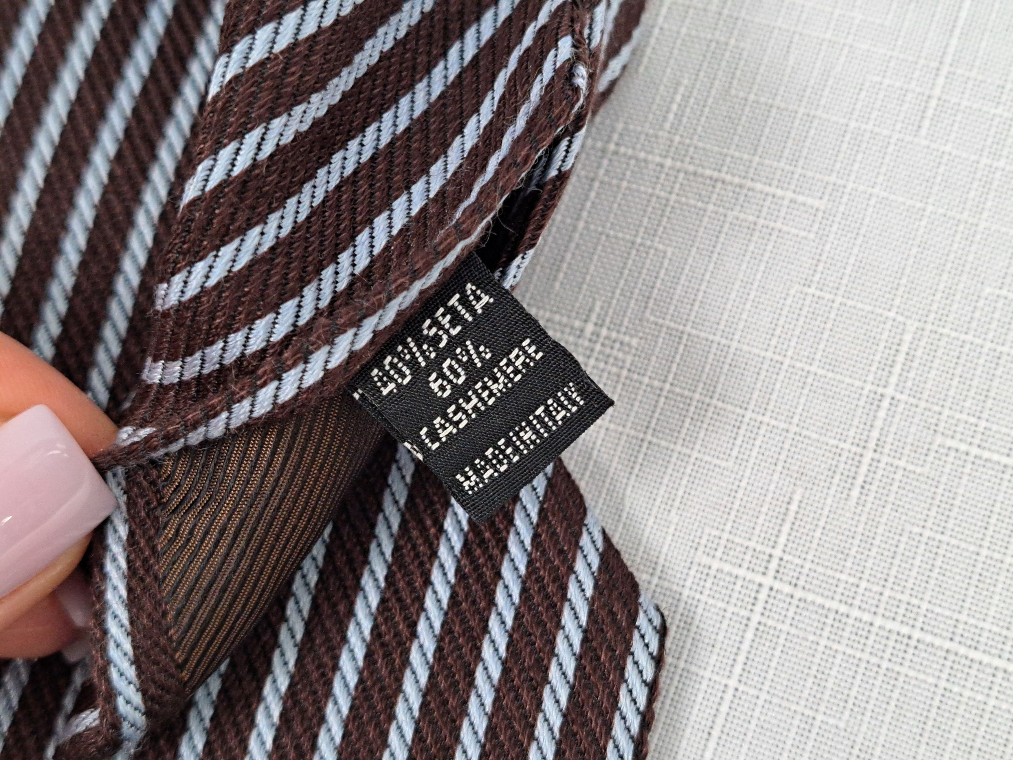 Luigi Borrelli Luigi Borelli Napoli silk/cashmere striped tie. Size ONE SIZE - 9 Thumbnail