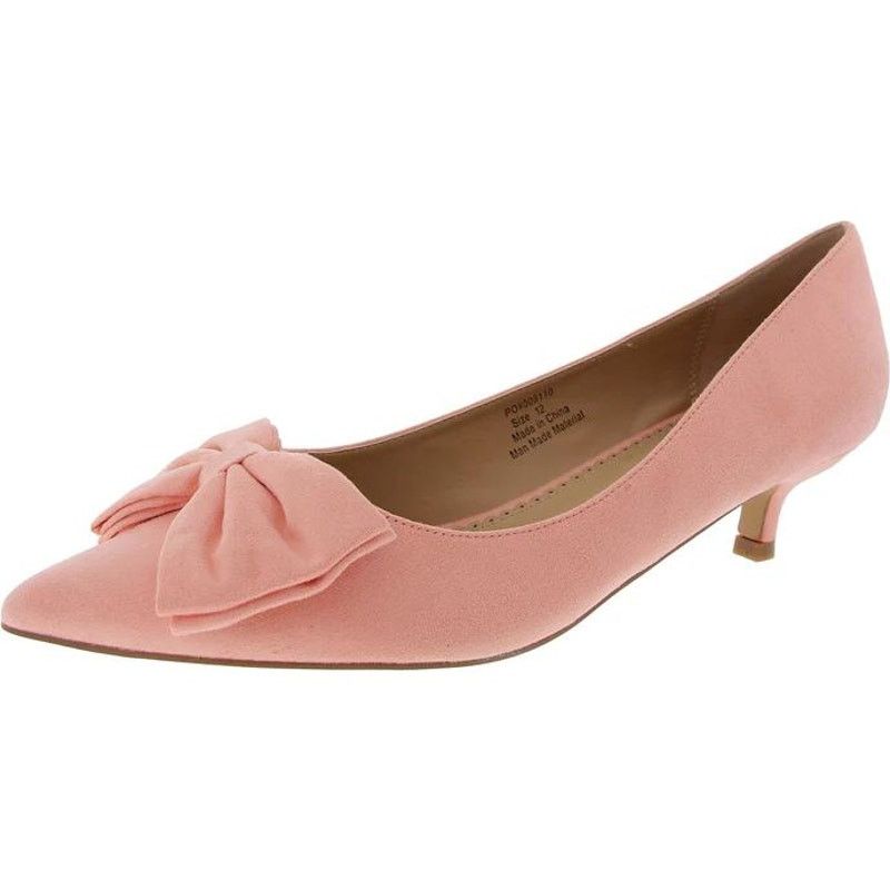 Other JOURNEE Womens Pink Faux Suede Bow Kitten Heels | 12 M | New Size US 12 / IT 42 - 1 Thumbnail
