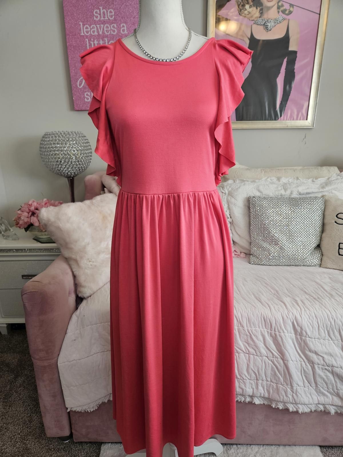 Gap Stylish GAP Coral Maxi Dress with Ruffle Sleeves Size S / US 4 / IT 40 - 6 Thumbnail