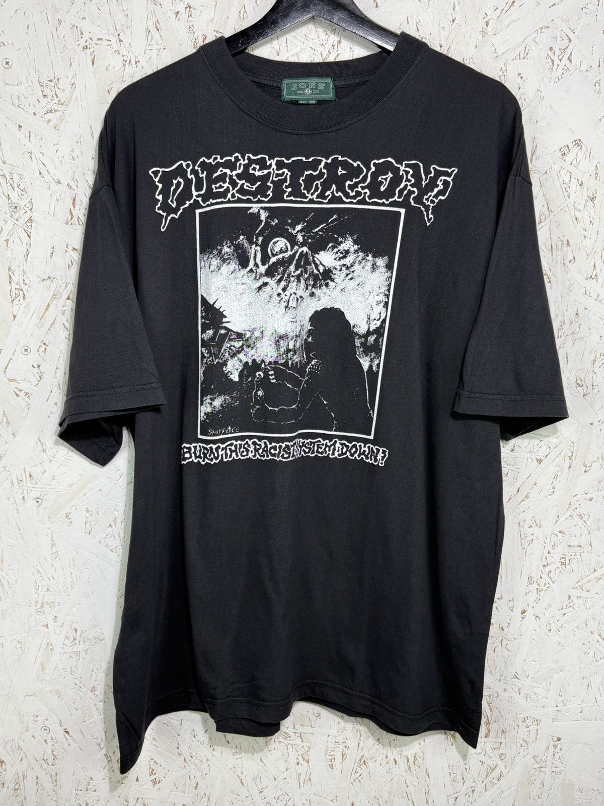 Band Tees Destroy! Burn This Racist System Down Crust Punk T-Shirt XXL Size US XXL / EU 58 / 5 - 1 Thumbnail