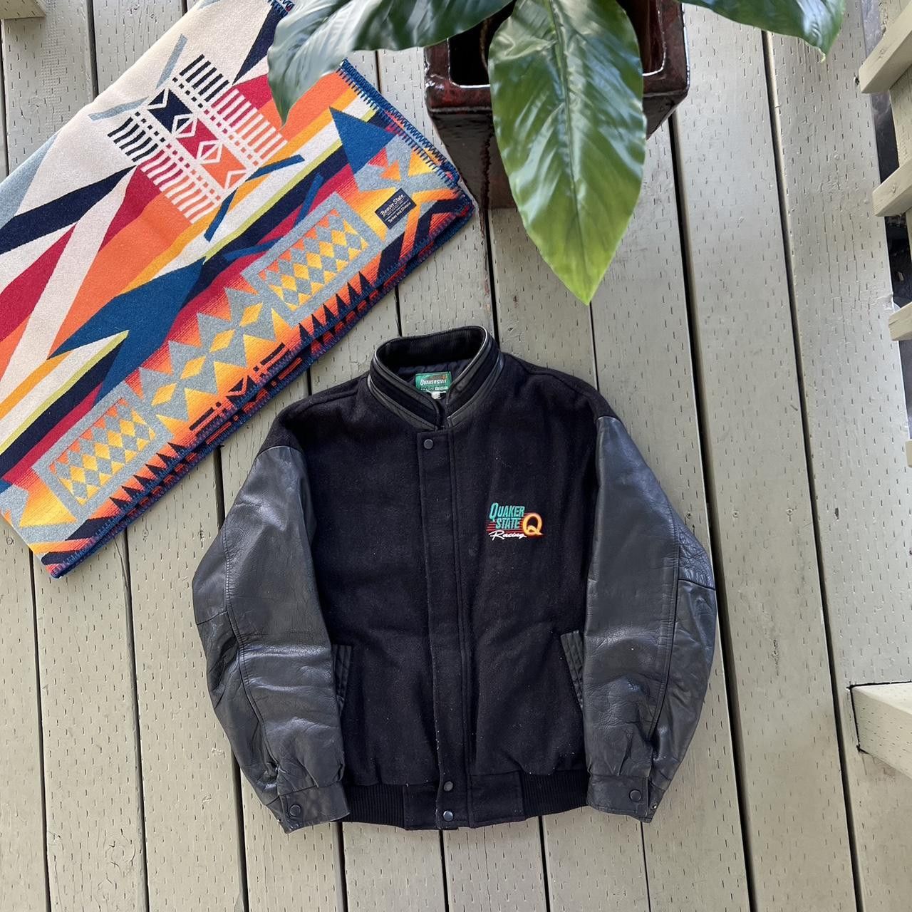 NASCAR × Vintage Nascar Jacket Quaker State Leather Sleeve Melton Stadium Size US L / EU 52-54 / 3 - 3 Thumbnail