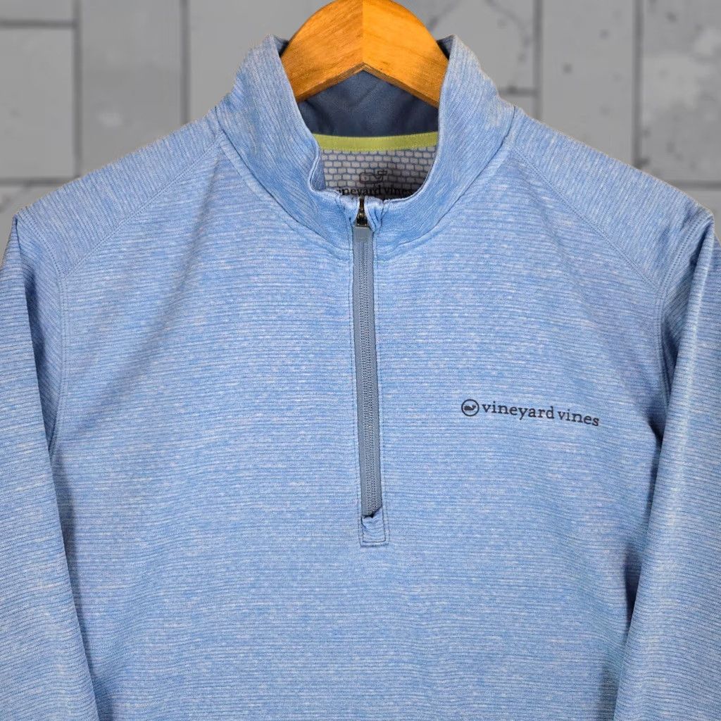 Vineyard Vines Vineyard Vines Mens 1/4 Zip Performance Pullover Microfleece Backed Blue Shirt Size US XL / EU 56 / 4 - 1 Thumbnail