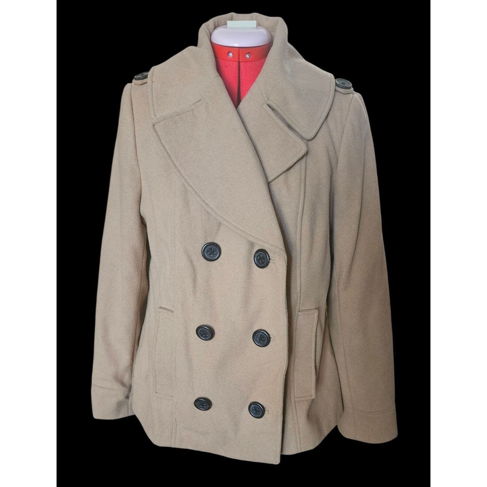 Merona Merona Womens Double-Breasted Camel Peacoat Size L Wool Blen Size L / US 10 / IT 46 - 1 Thumbnail