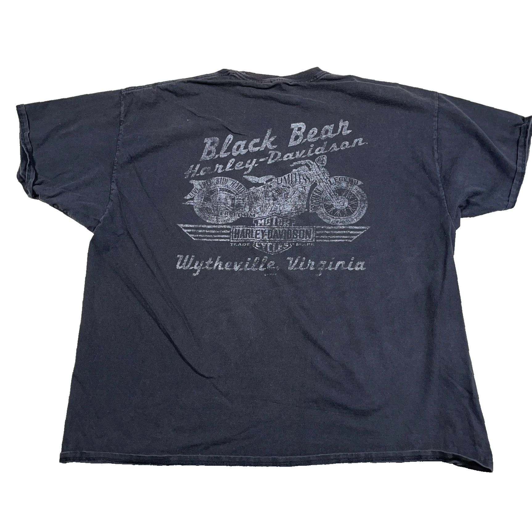 Harley Davidson VINTAGE Harley-Davidson Shirt Men 3XL Black Sun Faded Grunge Spell Out Worn Logo Graphic Print T-Shirt Size US XXL / EU 58 / 5 - 2 Thumbnail
