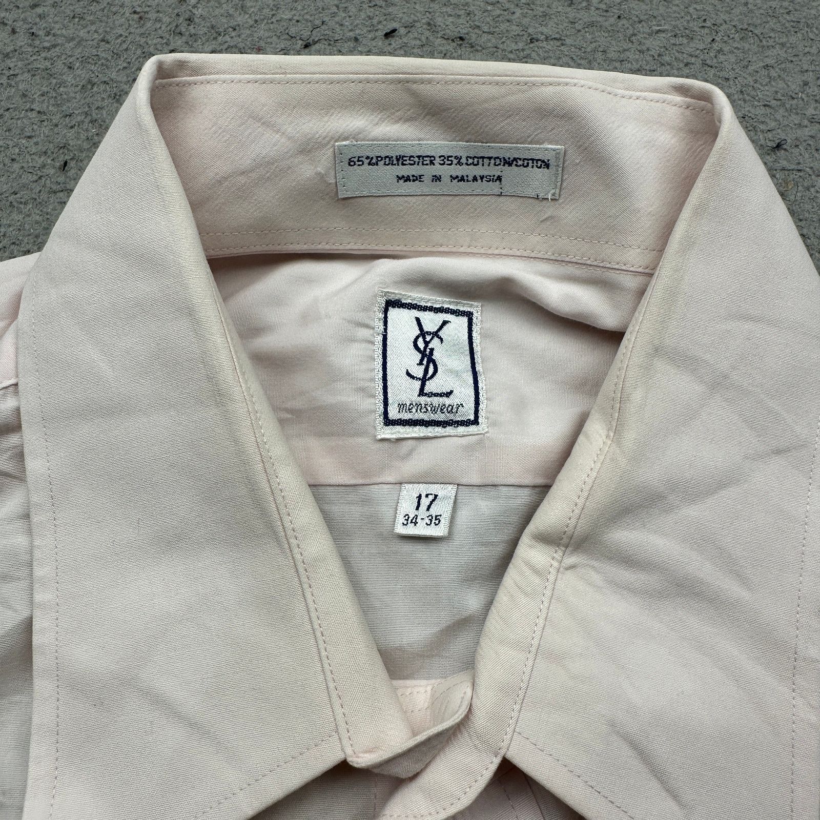 Yves Saint Laurent Vintage 90s YSL Yves Saint Laurent Pink Dress Shirt Mens XL Size US XL / EU 56 / 4 - 3 Thumbnail