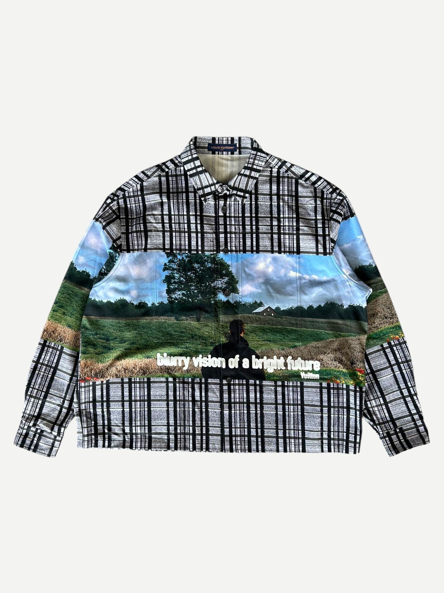 Louis Vuitton Grey & Black Plaid Blurry Vision of a Bright Future Shirt Size US XXL / EU 58 / 5 - 1 Thumbnail