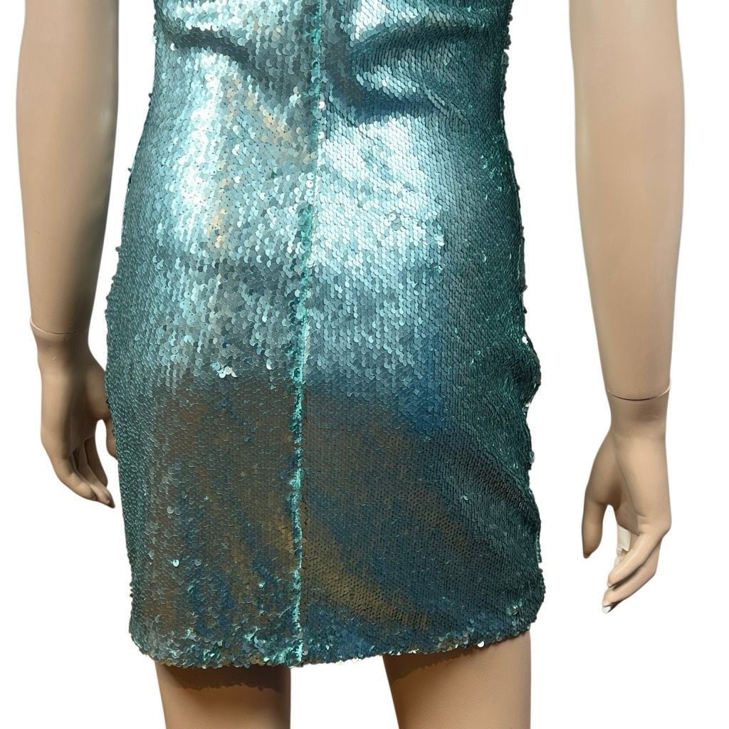 Zara Zara Basic Collection Green Sequin Mini Dress XS Size XS / US 0-2 / IT 36-38 - 8 Thumbnail