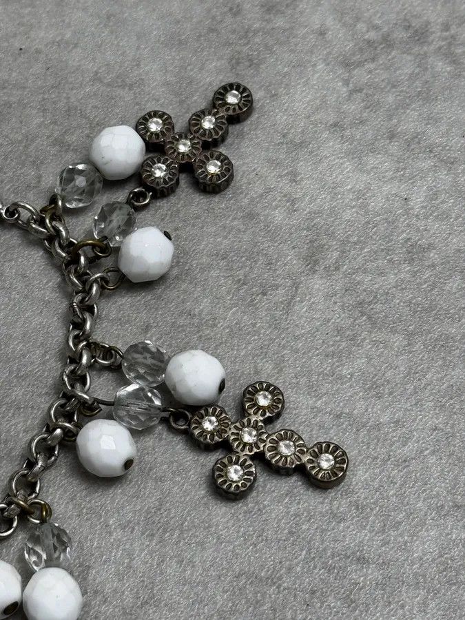 Dolce & Gabbana Dolce & Gabbana Silver Metal Pearl Cross Charm Bracelet Size ONE SIZE - 6 Thumbnail